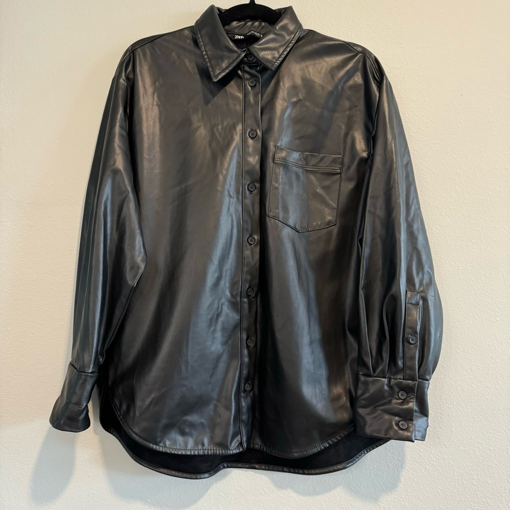 Faux Black Button Down Shirt